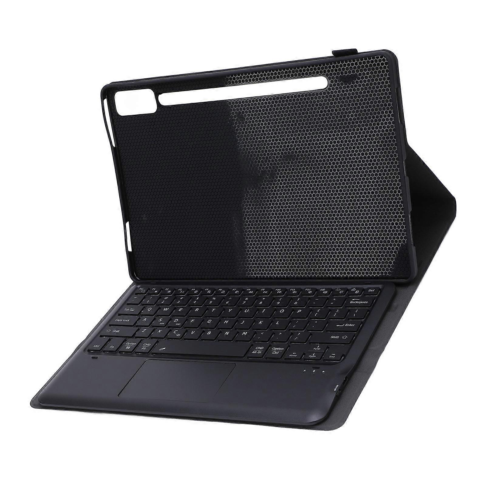 Tablet Keyboard Case with Pen Holder Slim 7 Colors Backlit Detachable Wireless Tablet Trackpad Keyboard Case for Tab P12 12.7 Inch 2023 TB 370FU Blac