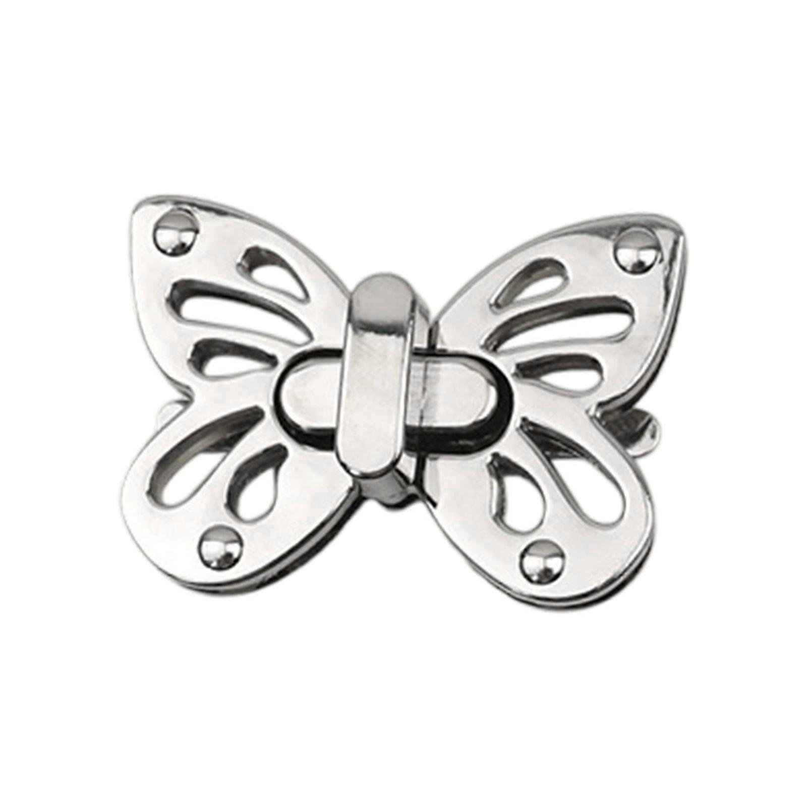 Practical Metal Butterfly Clasp Lock For Travel Bags Quick Twist Mechanism Enhancing Security Feature Stylish Hardware Accessory  Silver