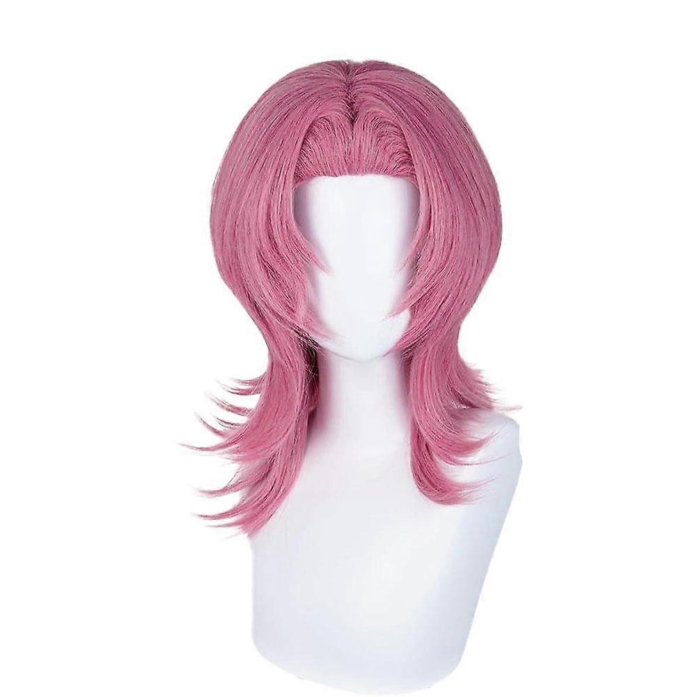 High-Temperature Resistant Cosplay Wig with Rose Mesh Lining Adjustable Lengths in Red Pink and Purple