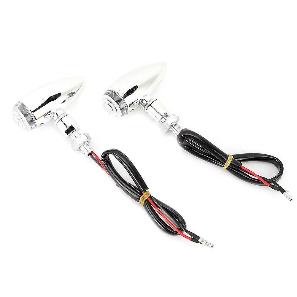 Motorcycle lamp accessory - 2pcs bullet indicator lights silver