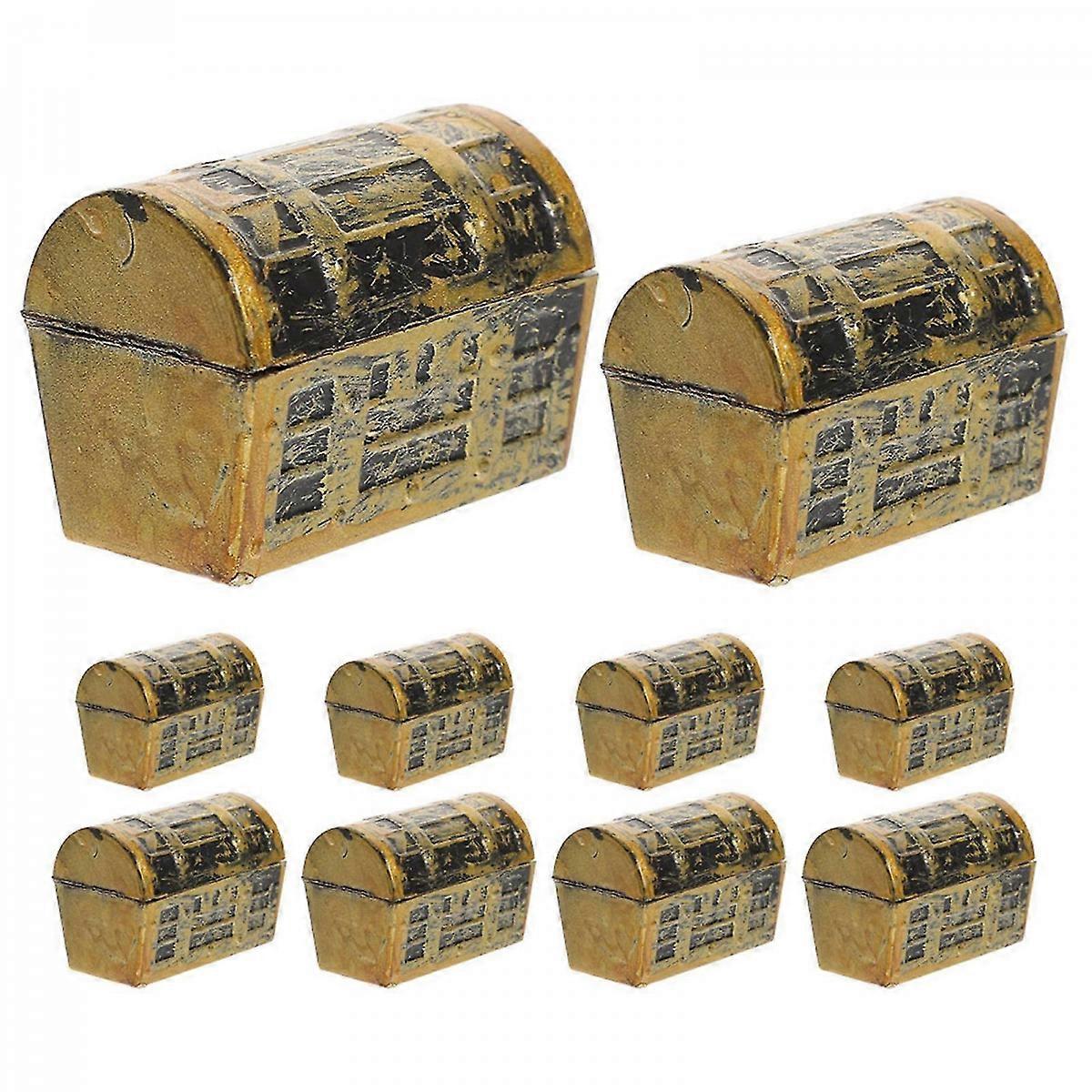 Mini Treasure Box Model Pirate Chest for Decoration 10Pcs Plastic