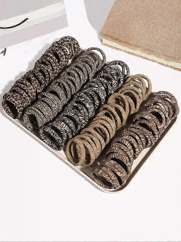 50 buc elastice de păr cu imprimeu leopard, benzi de cauciuc de înaltă elasticitate, durabile, fără daune, design vintage cu zebră pentru coafuri zilnice în coadă de cal