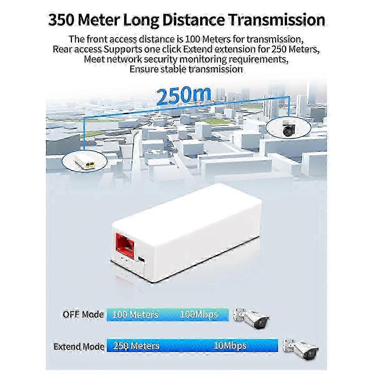 Enhanced 2-Port POE Repeater for Fast Ethernet Switch with Auto-Connection