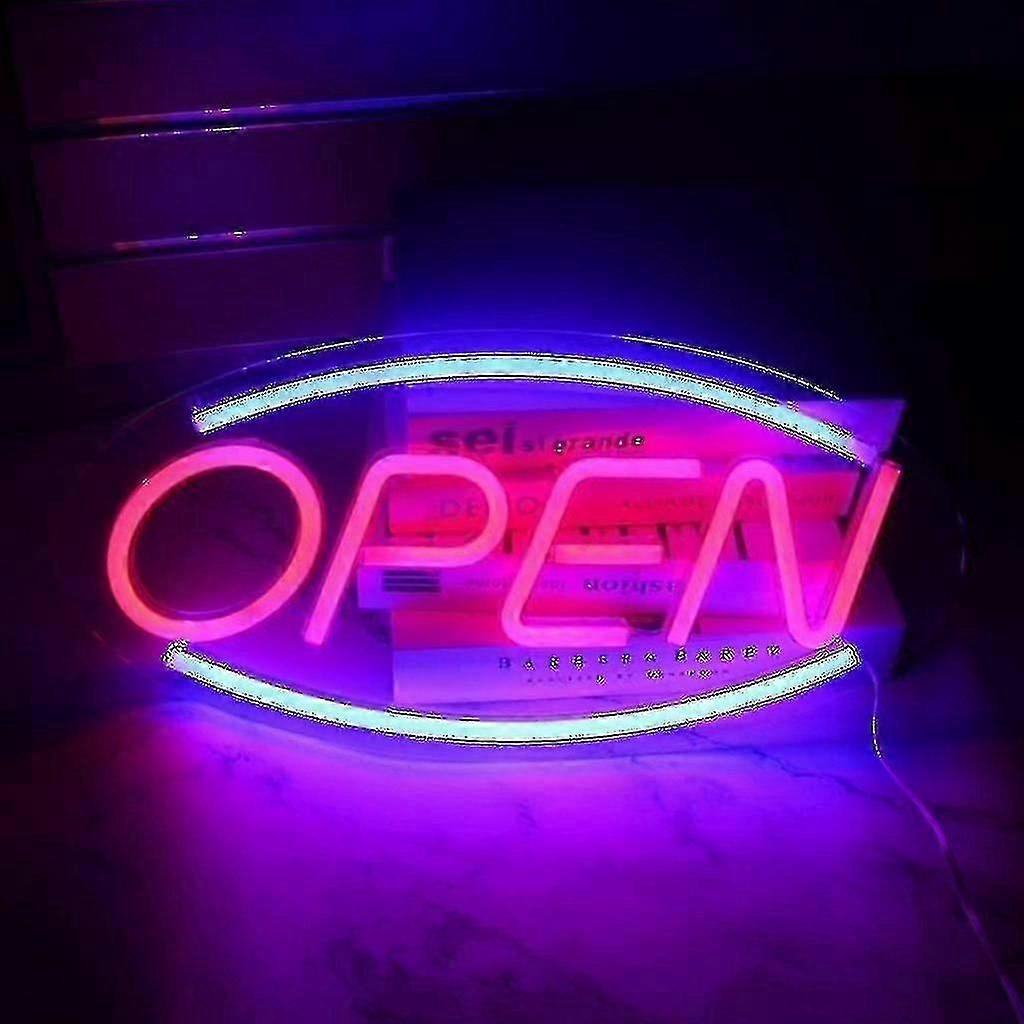 Neon Open Sign For Shop Two Light Modes Steady Flashing Electronic Illuminated Signs For Shop Wall