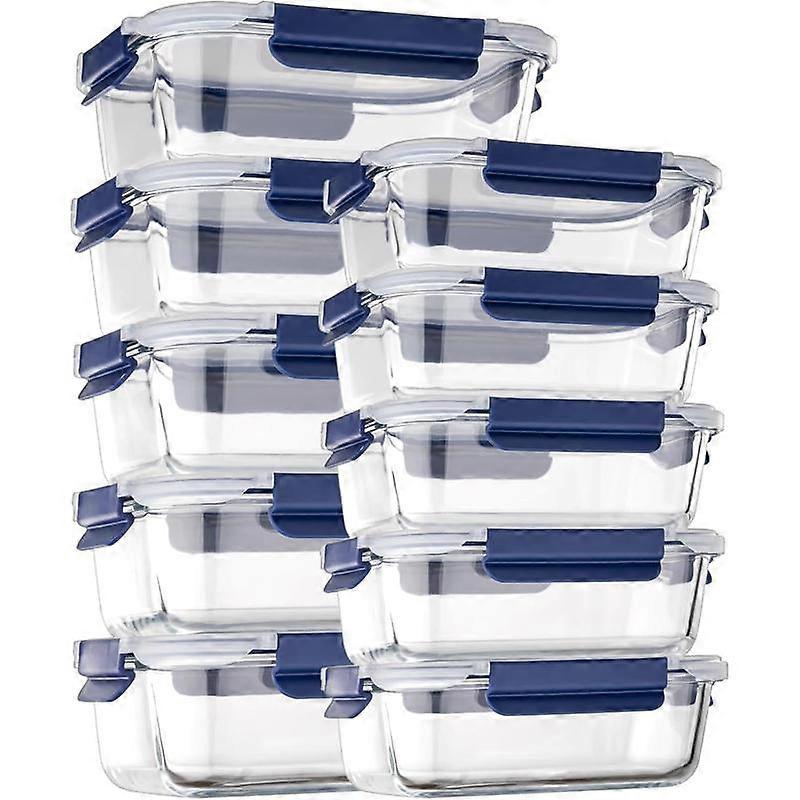 [10 pack Glass Meal Prep Containers with , Glass  Storage Containers with Snap Locking  for , , Easy to Open& Close/Microwave,Oven,Freezer,D