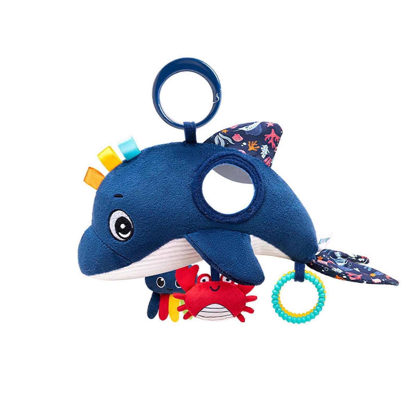 Baby Teether Rattle Toy for Crib Stuffed Toy Whale Charm for Infants Baby Sensory Development for Visual And Hearing Multicolor