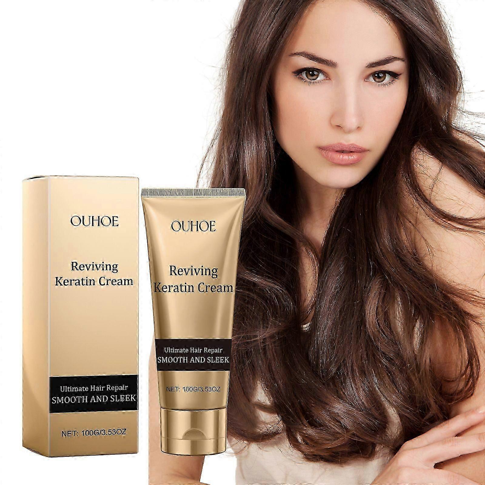 Creme de Cabelo com Queratina Ouhoe 100g, Fórmula Alisadora para Brilho Sem Frizz