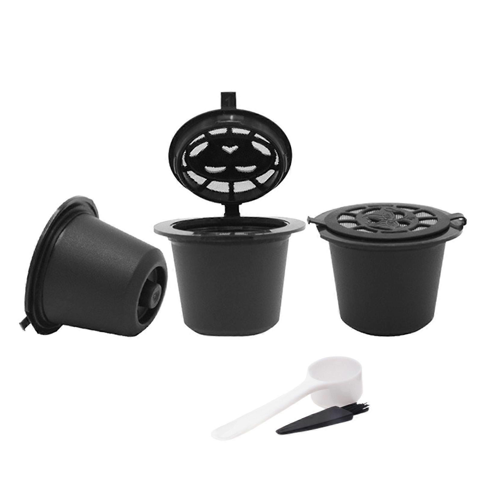 Refillable Espresso Coffee Capsule Coffee Filters No Spills Reusable Espresso Pods with Spoon Brush Coffee Capsule Refill Tool