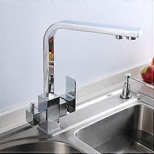 3 Way Kitchen Mixer Tap with Hot & Cold Water and Filter Function, Chrome Finish for Modern Under Sink Installation