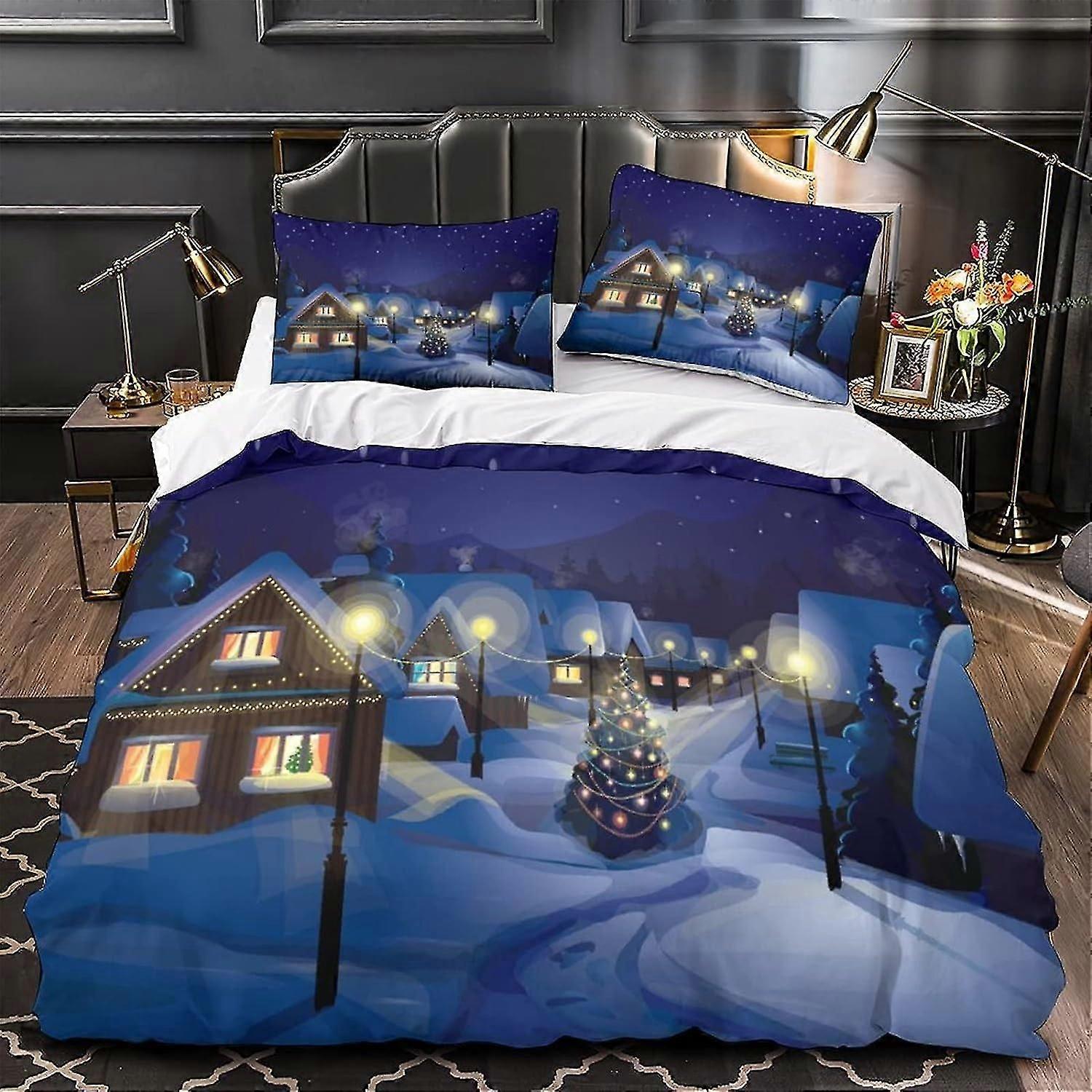 مجموعة غطاء لحاف عيد الميلاد المطبوعة غطاء لحاف مجموعة هدية عيد الميلاد D قطع لحاف غطاء سحاب إغلاق للمراهقين و