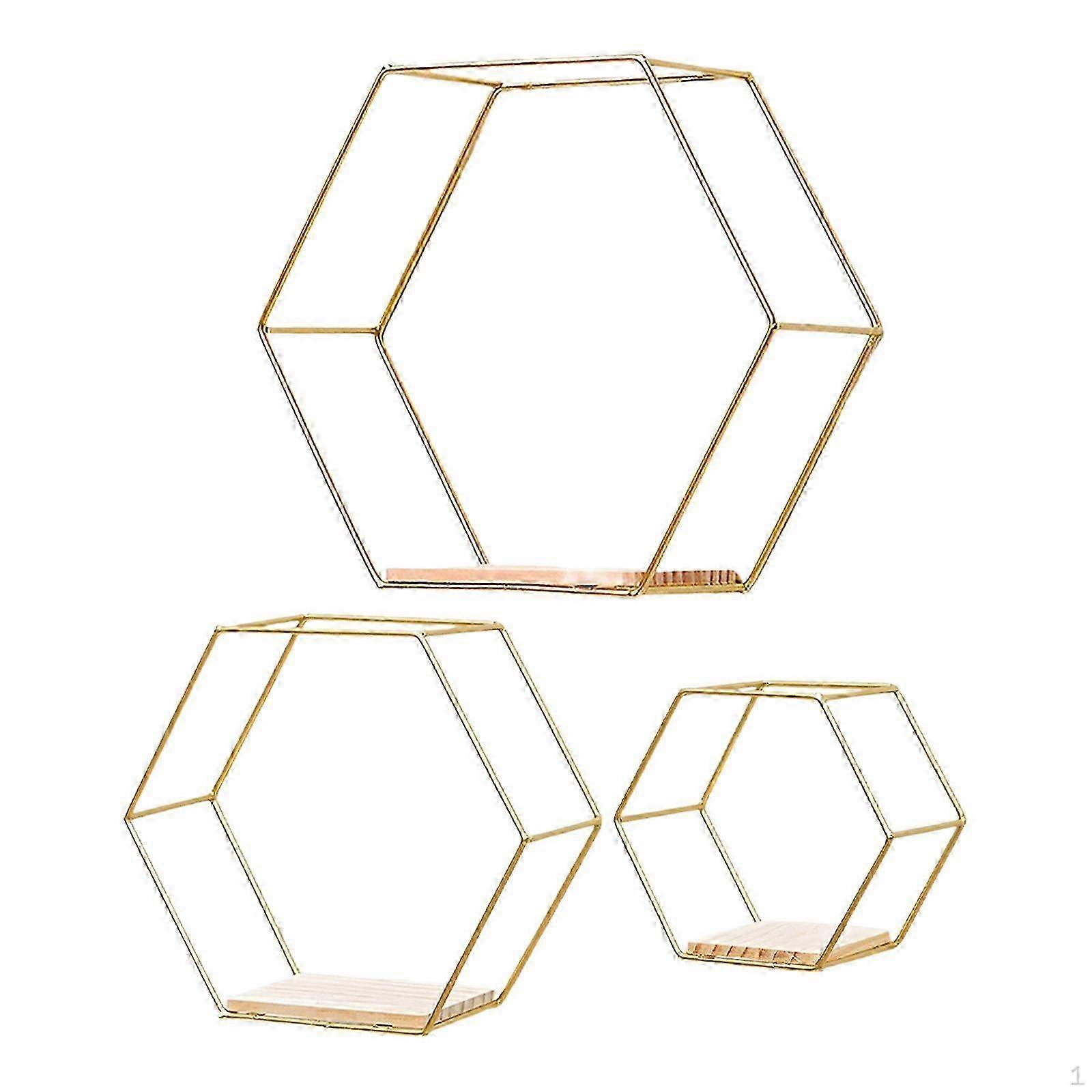 Wall Mount Hexagonal Shelves Display Multifunctional hwy
