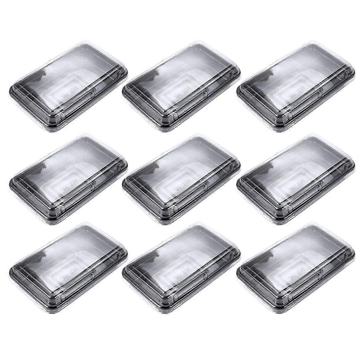50pcs Cake Tray Plastic Disposable Package Box Take-out Cake Box Rectangular Transparent Box (Black Tray)