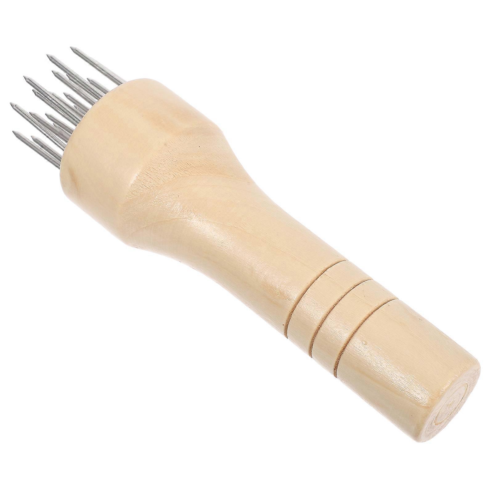 Beige Meat Mallet Tool for Tenderizing Beef with Stainless Steel Needles