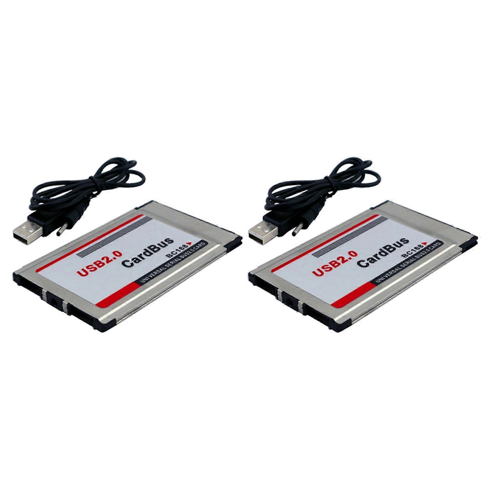 2X PCMCIA to USB 2.0 CardBus Dual 2 Port 480M Card Adapter for Laptop PC Computer