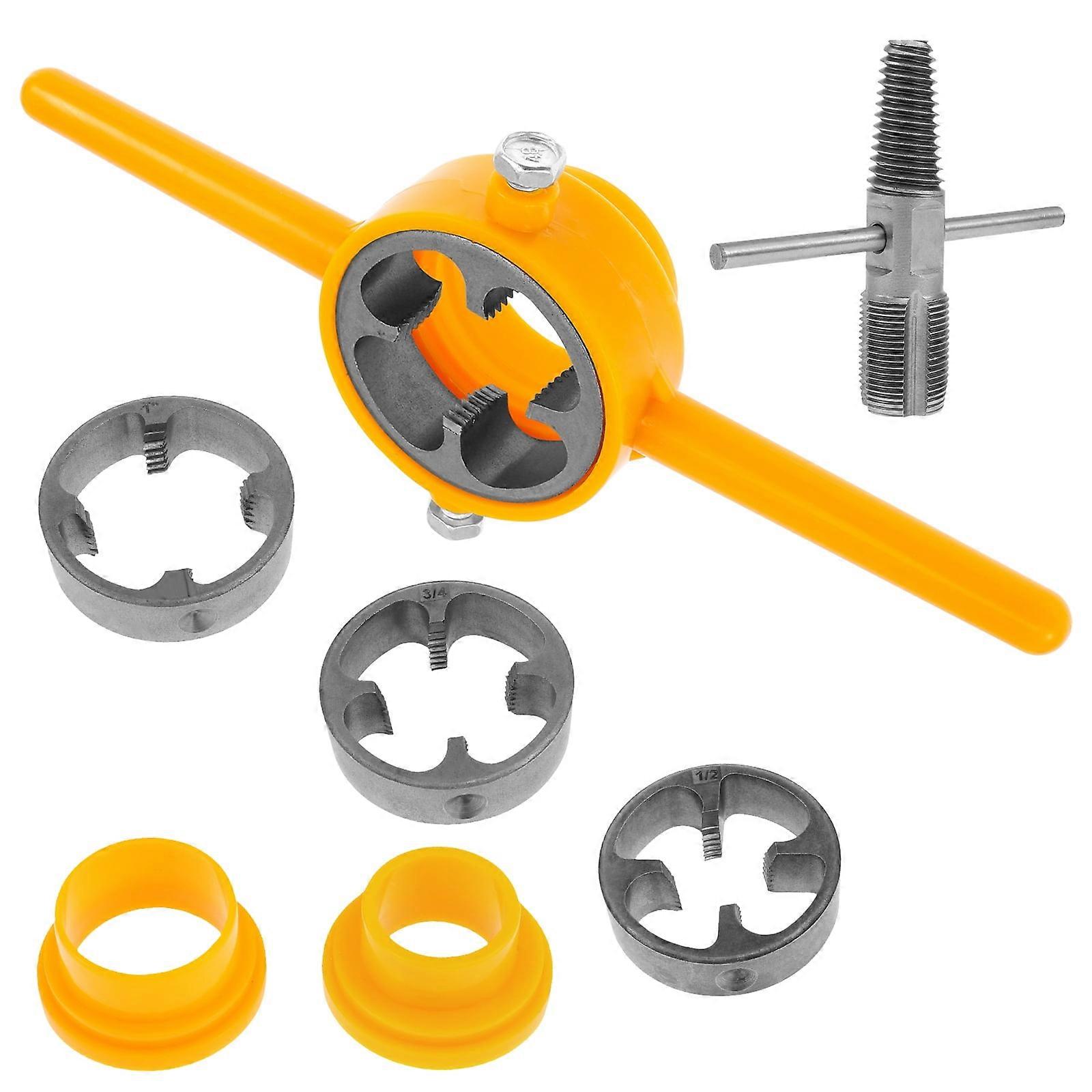 FUYGRCJ PVC Thread Maker Tool Kit with Plastic Pipe Thread & Round Dies, Manual Hand Tool for PVC Threading, compatible with PVC pipes