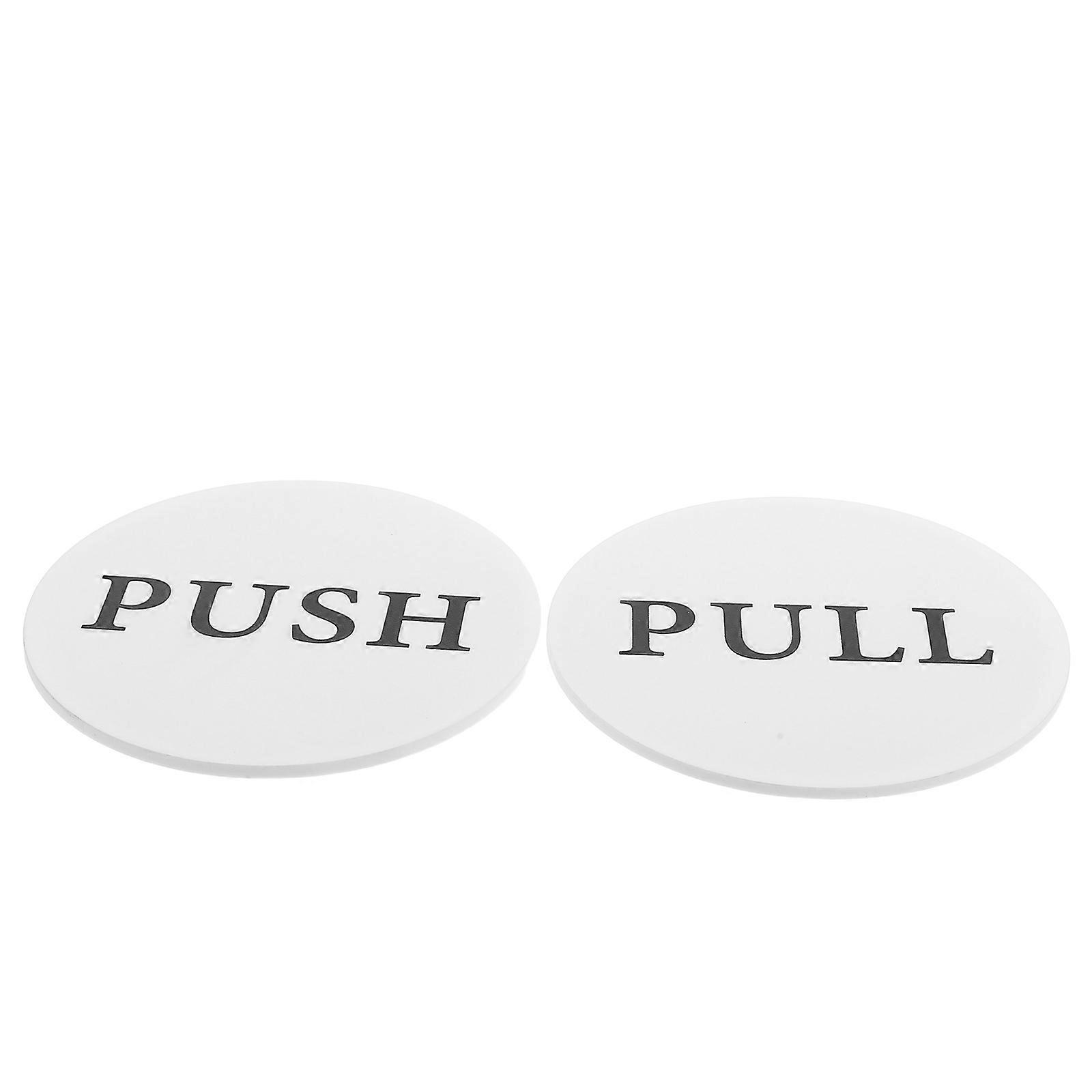 Acrylic Push Pull Door Sticker Sign for Shops 2Pcs White Removable