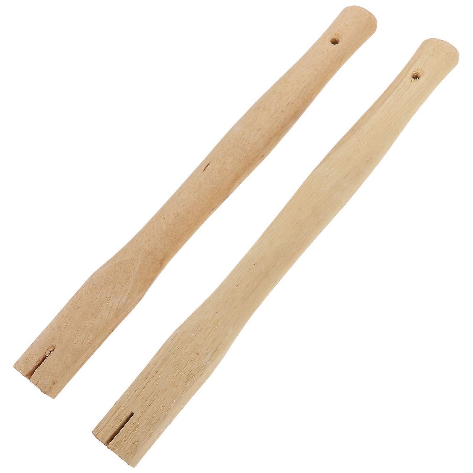 Beige Wooden Hoe Handle Replacement for Garden Work 2Pcs Set