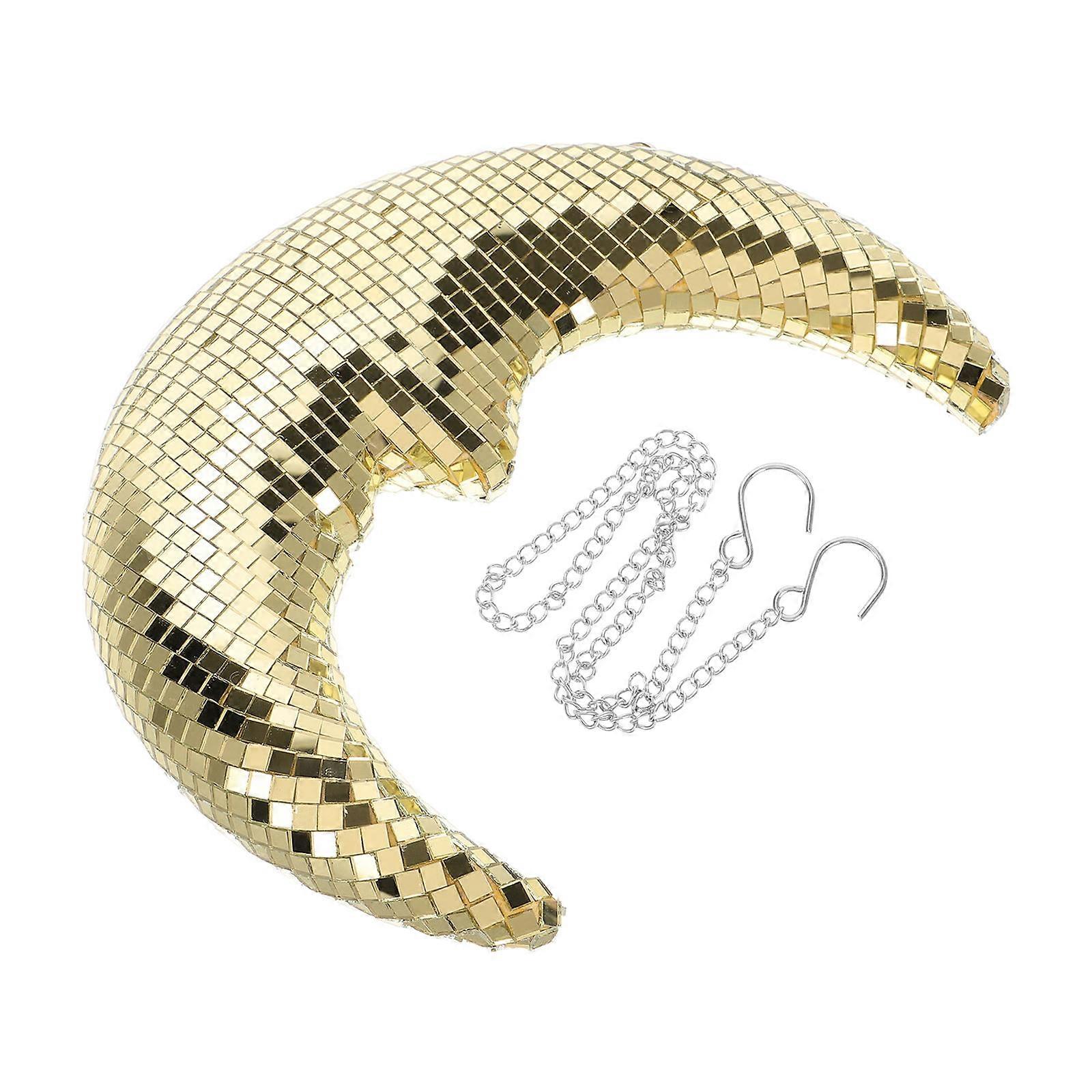 Disco Ball Decor Moon Shaped Hanging Decoration for Home Use