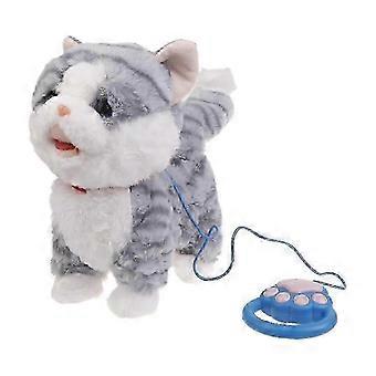 Realistic Walking Cat Toy Electronic Plush Pet Leash Control Cat Toy Kid Interactive Crawl Learning Toy Toddler Fun Gift w