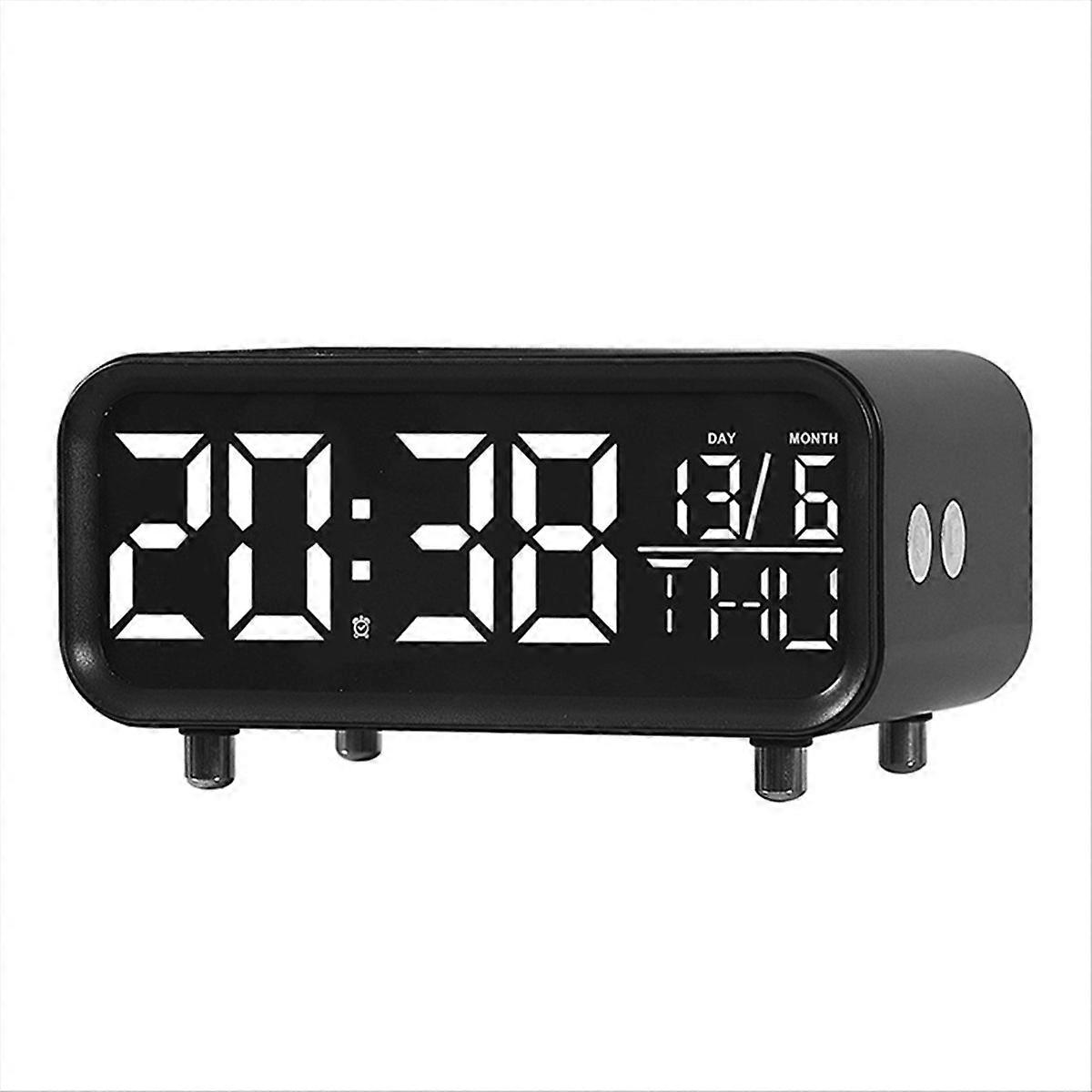 LED Wireless Charging Desk Clock Multifunctional Light Clock Black