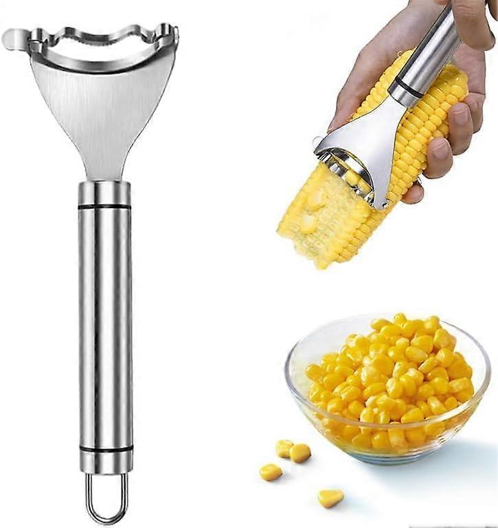 2 Packs Stainless Steel Corn Peeler and Cob Stripper Tool with Sharp Blade for Fast Kernel Removal
