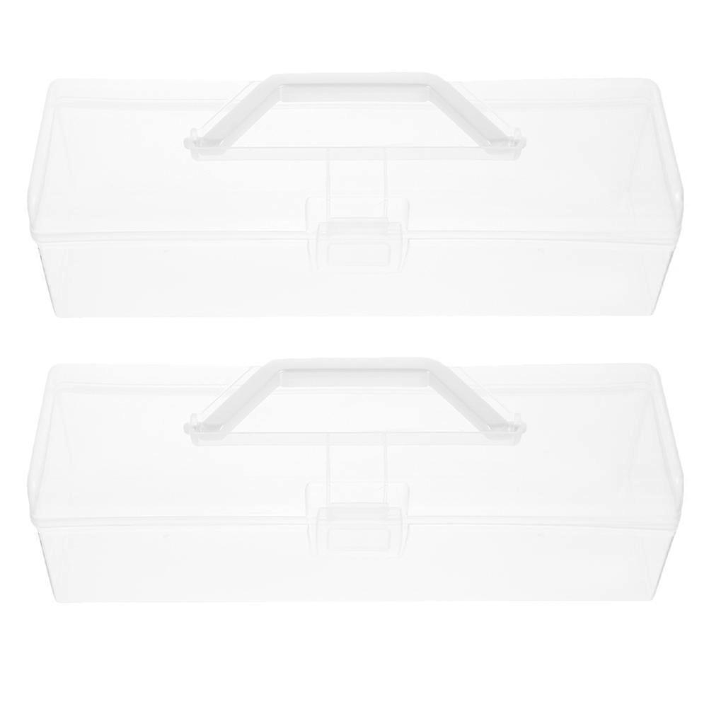 Clear Plastic Pencil Case for Art Craft Storage with Portable Handle 2Pcs