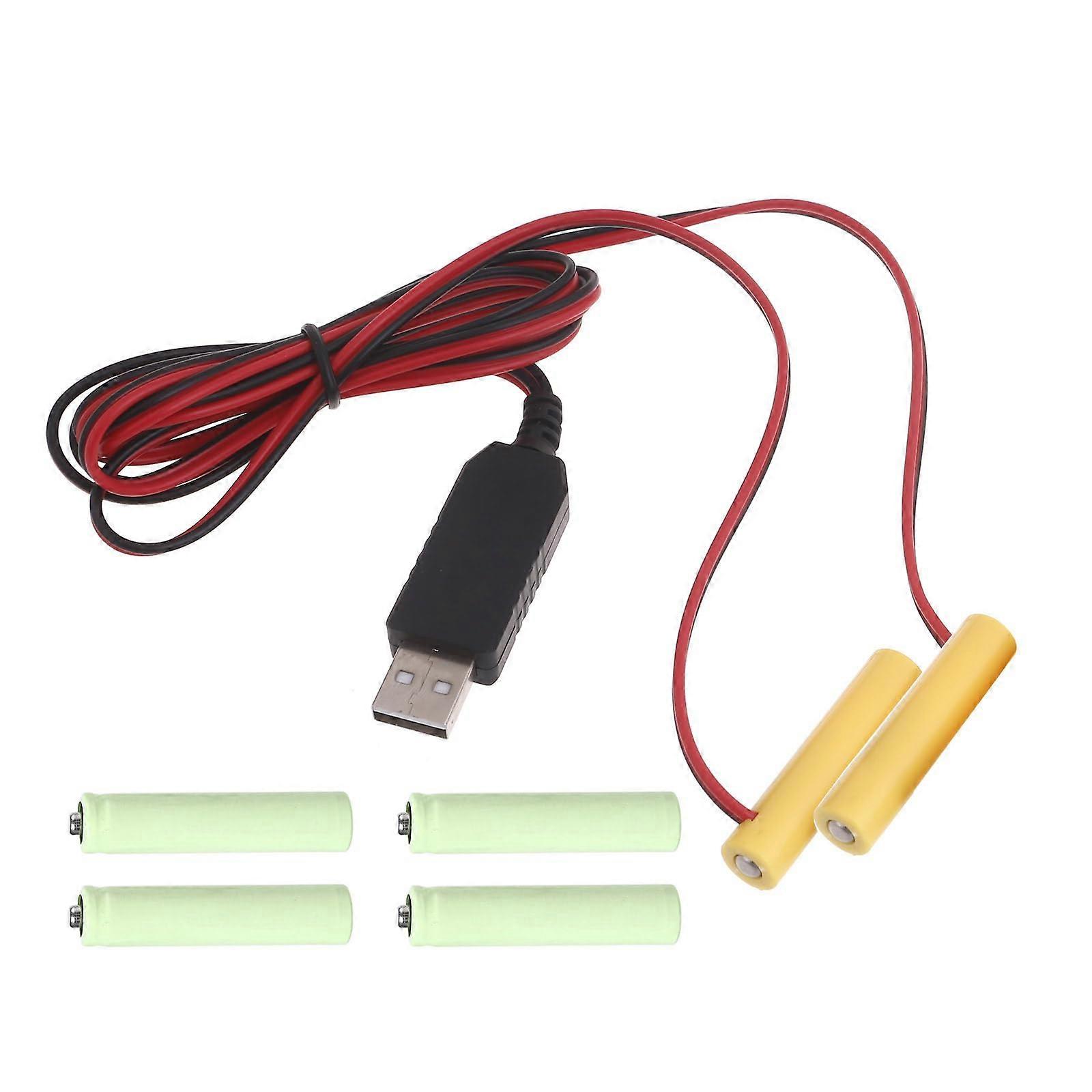 USB Battery Eliminator Cable, AAA USB Power Adapter for Clocks, LED Lights, Radios and Toys
