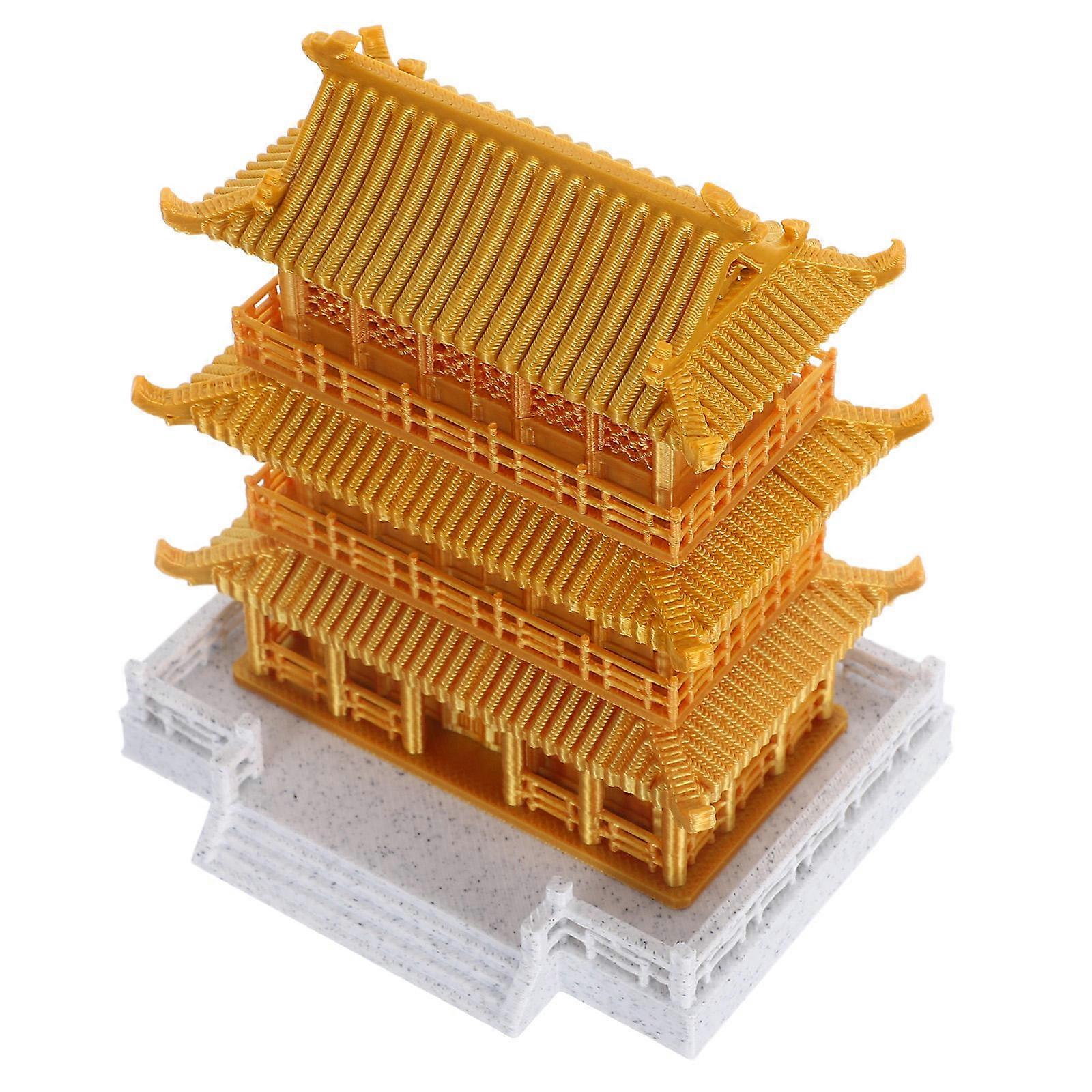 Golden Miniature Chinese Pavilion Model for Decor