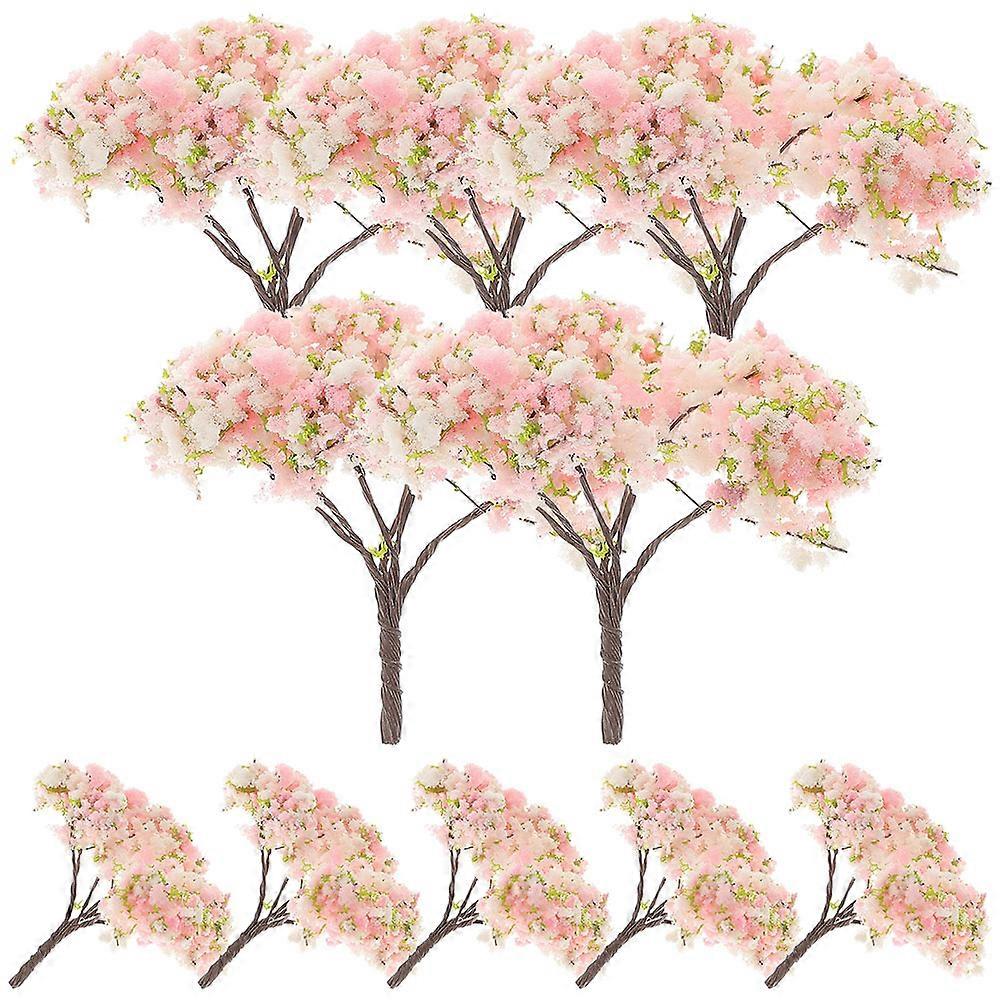 Artificial Cherry Blossom Miniature Trees for Decoration Versatile Application Durable ABS Sponge Multi Color 10 Pieces