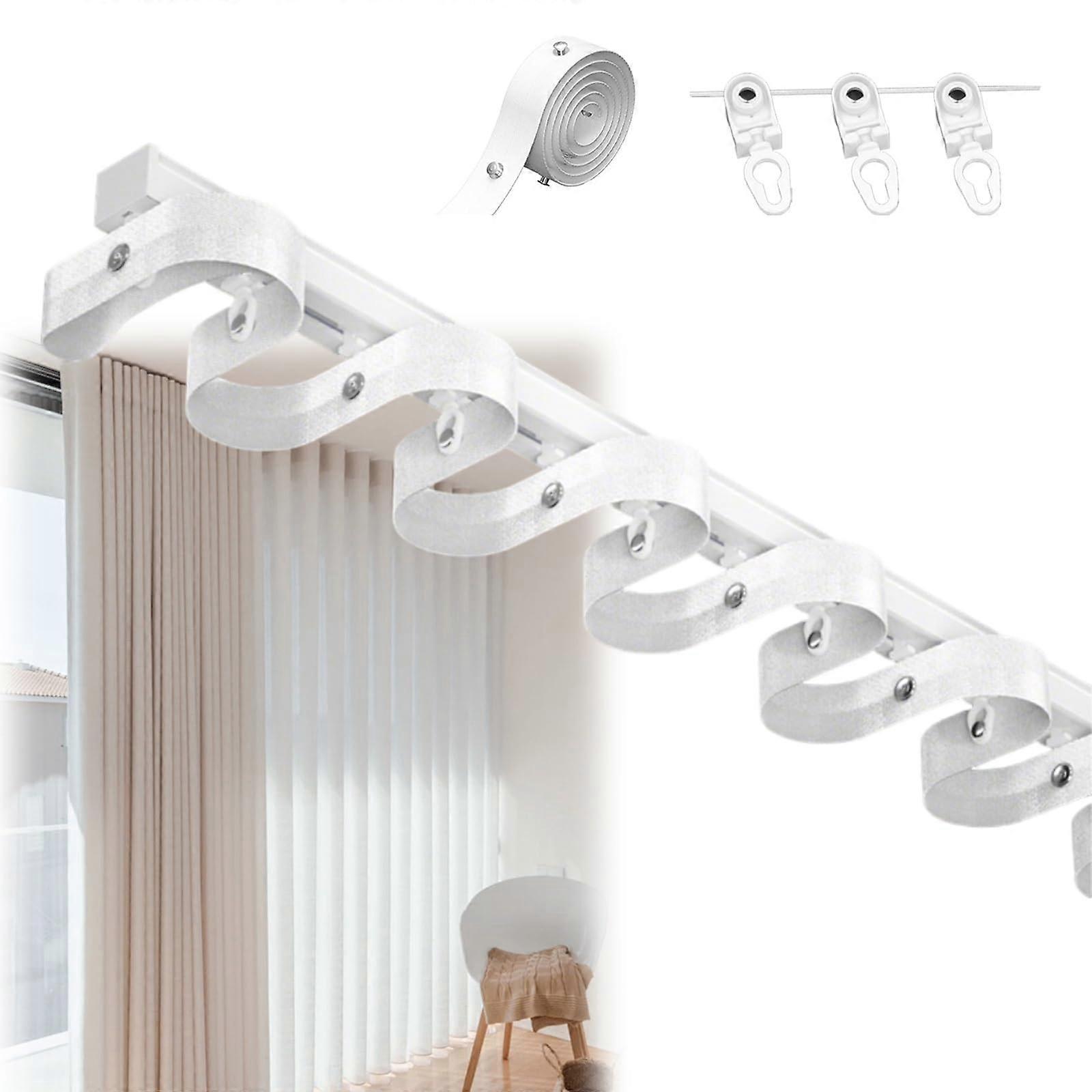 Heavy Duty Aluminum Ceiling Curtain Track with Silent Rollers, SShaped Wave Rail, 150cm White