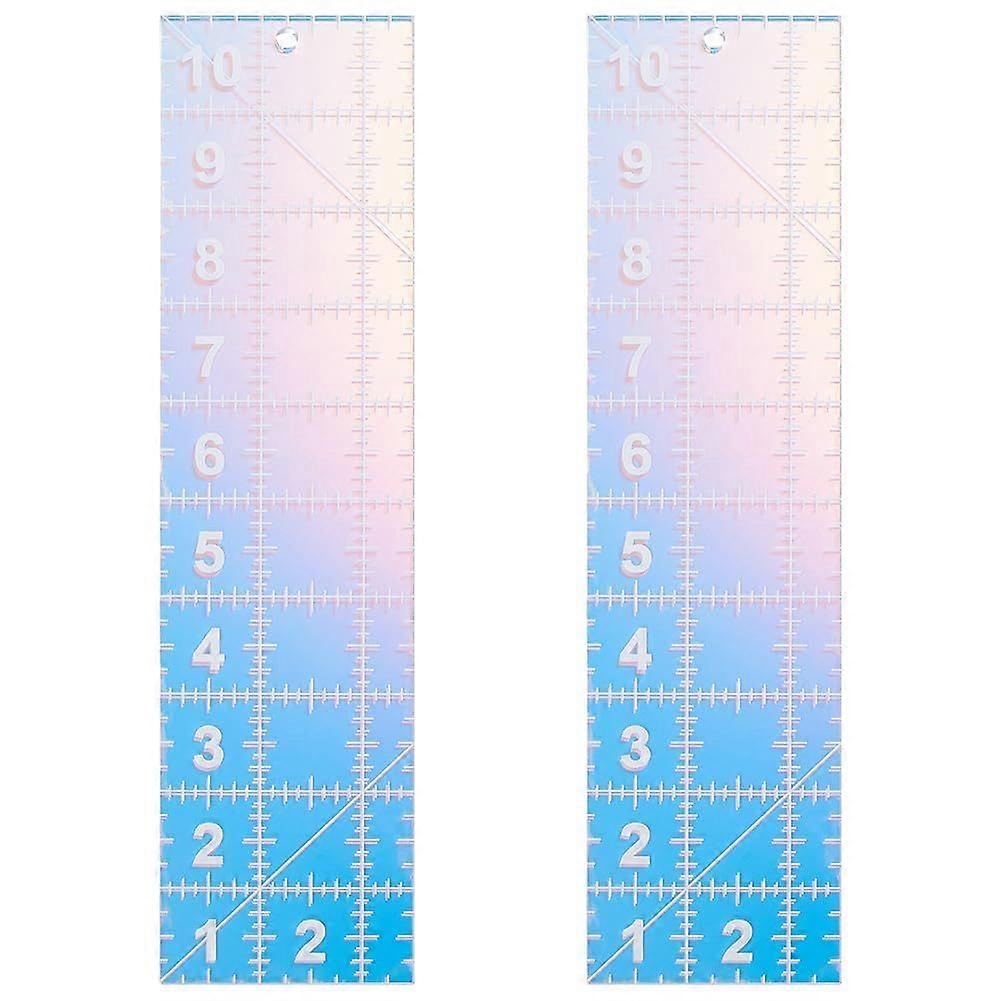2pcs Quilting Acrylic Template Dazzling Colors Quilting Ruler Rectangular Fabric Sewing Cutting Ruler DIY Template Tools with Clear Printed Lines for 