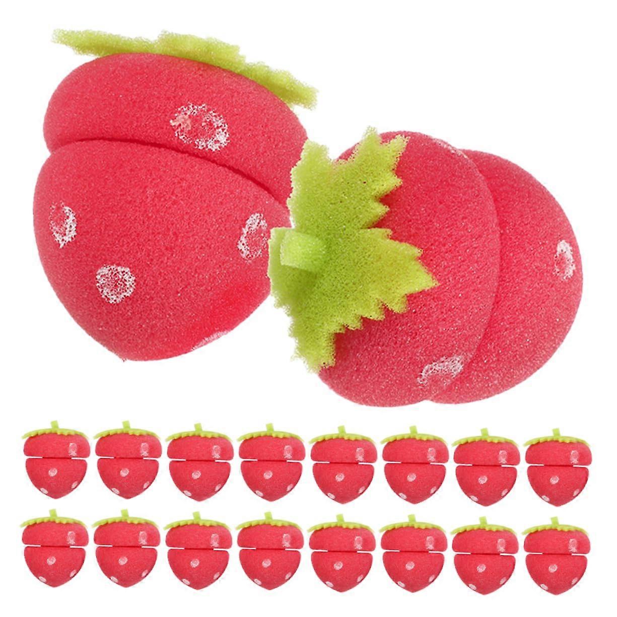 18pcs Heatless Strawberry Hair Curlers Soft Sponge Rollers for Overnight Gentle Curl Styling