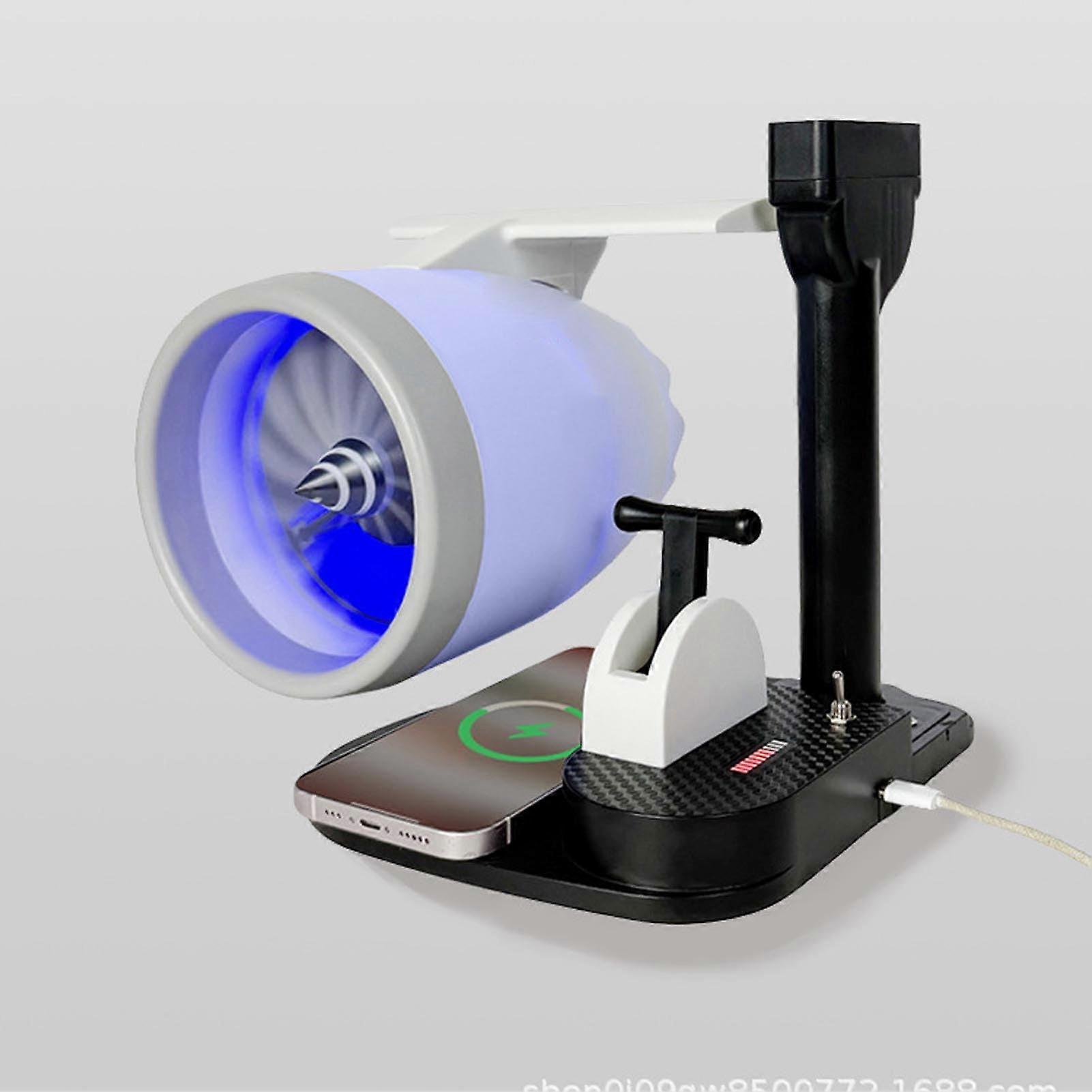 Desktop Fan with Humidifier, 15W Wireless Charging, Turbine Design and Tail Light for Office