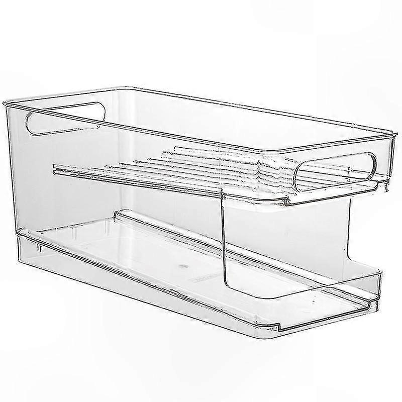 Double Layer Fridge Organizer Rack for Beer Cans and Household Items Large Capacity Plastic Storage Solution