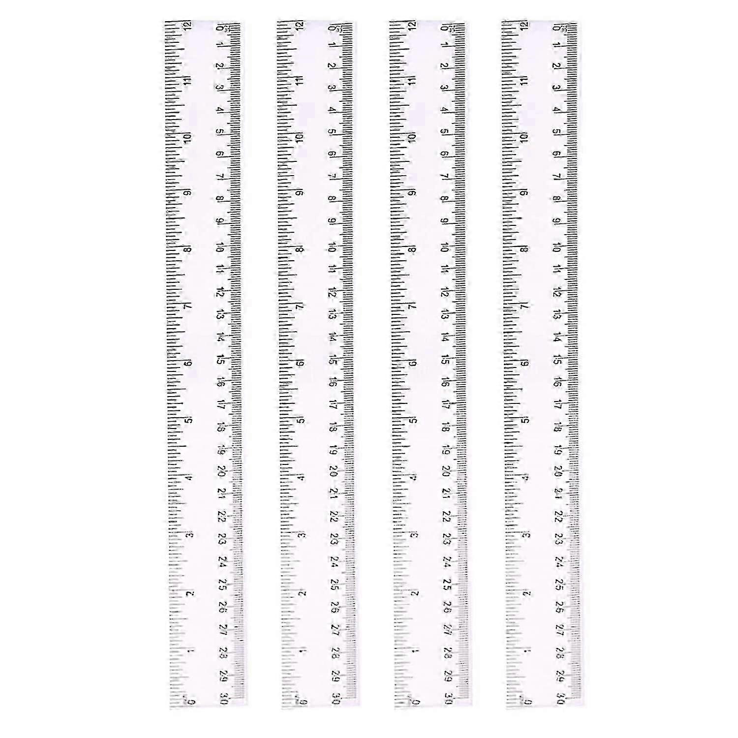 4 Pack 30cm Ruler Multi Pack Clear Ruler Measuring Tools