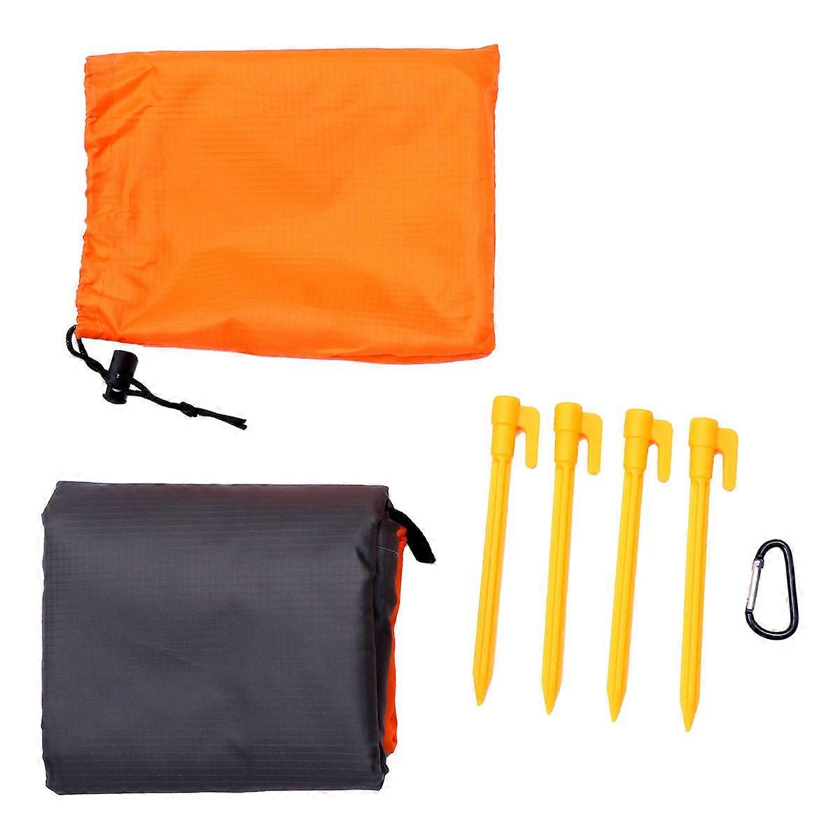 Orange Foldable Picnic Mat for Hiking 3Pcs Portable Multifunctional Pad