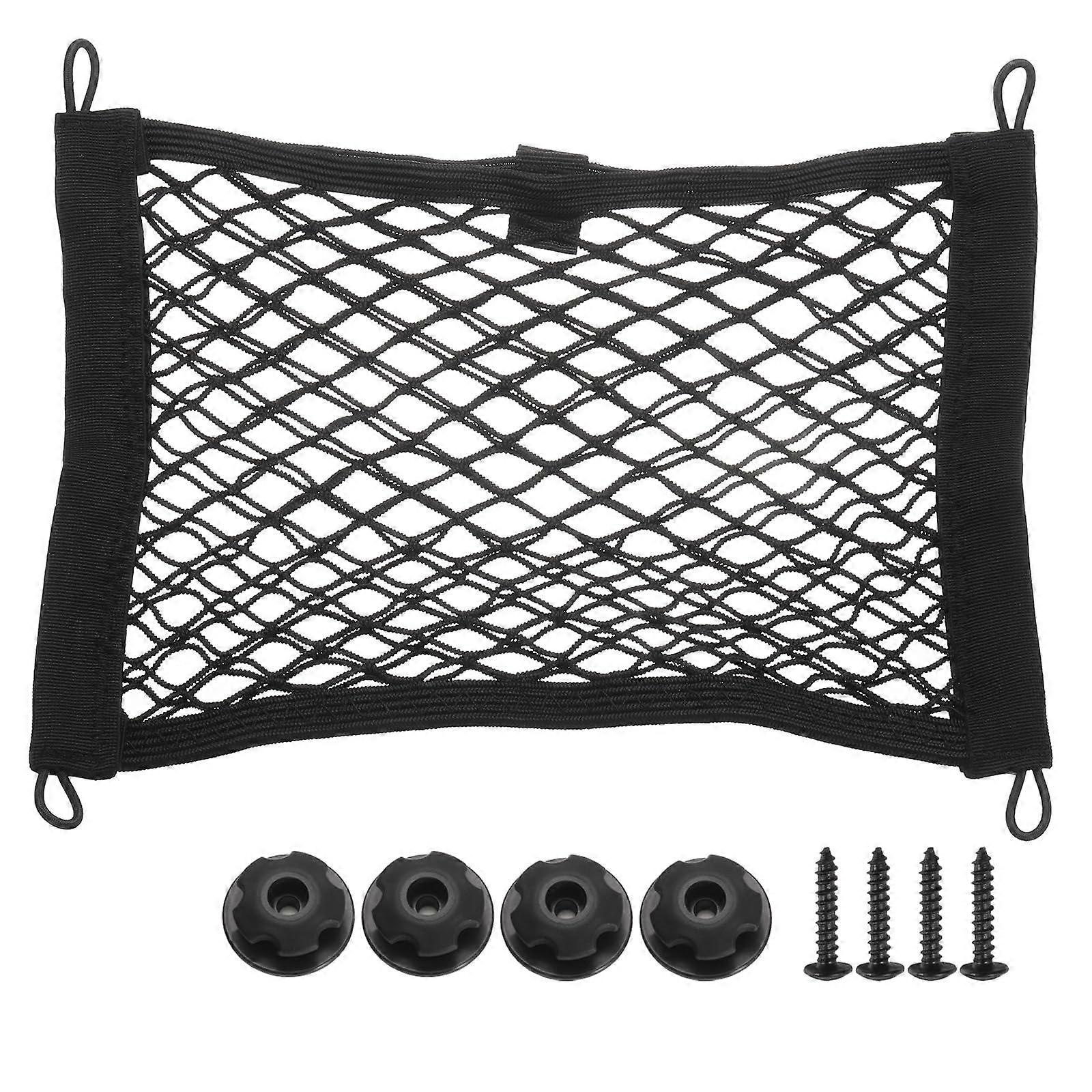 2 Layer Cargo Net Stretchable Double Layer Car Storage Mesh Organizer with Hooks and Screws