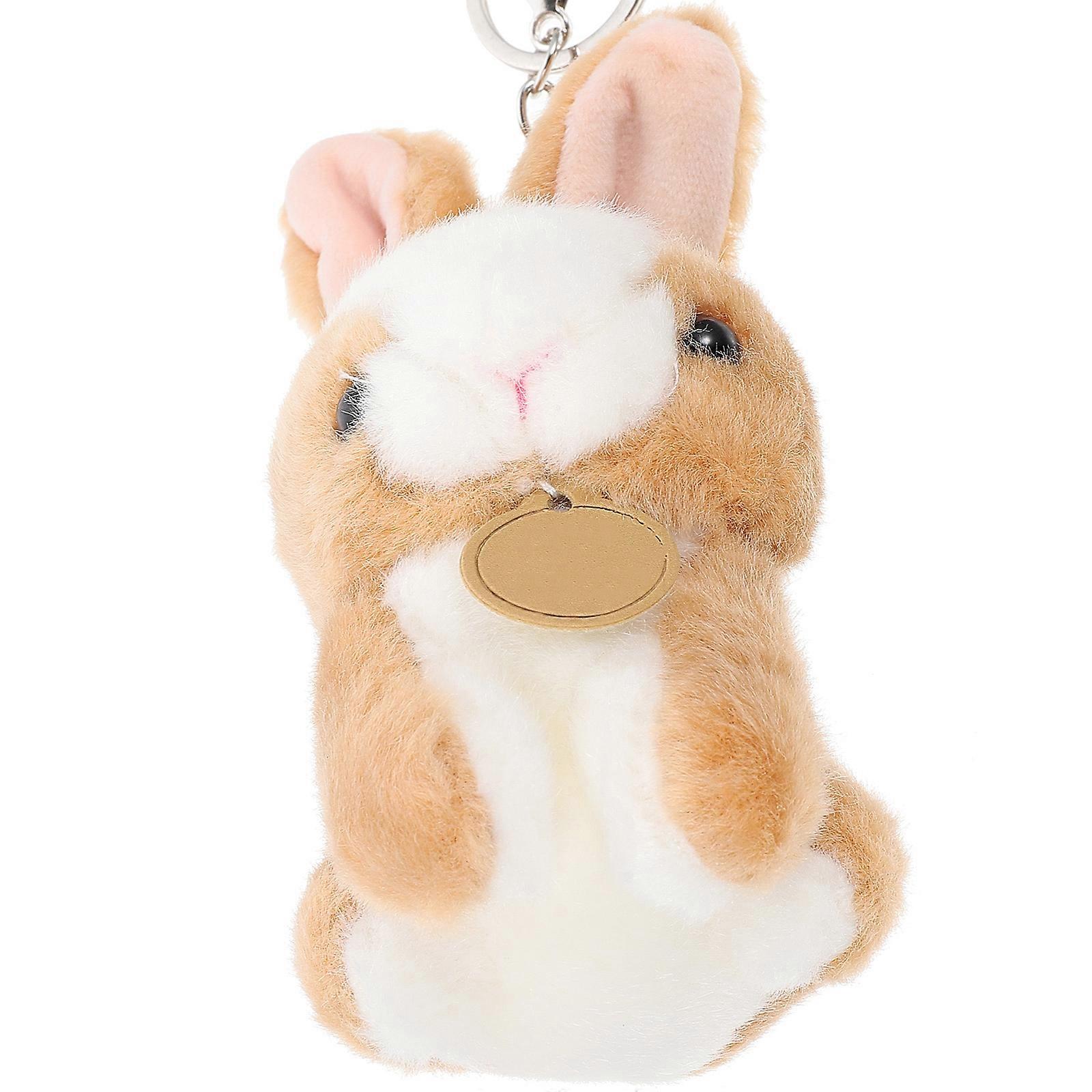 Adorable Plush Rabbit Keychain Bag Pendant Brown