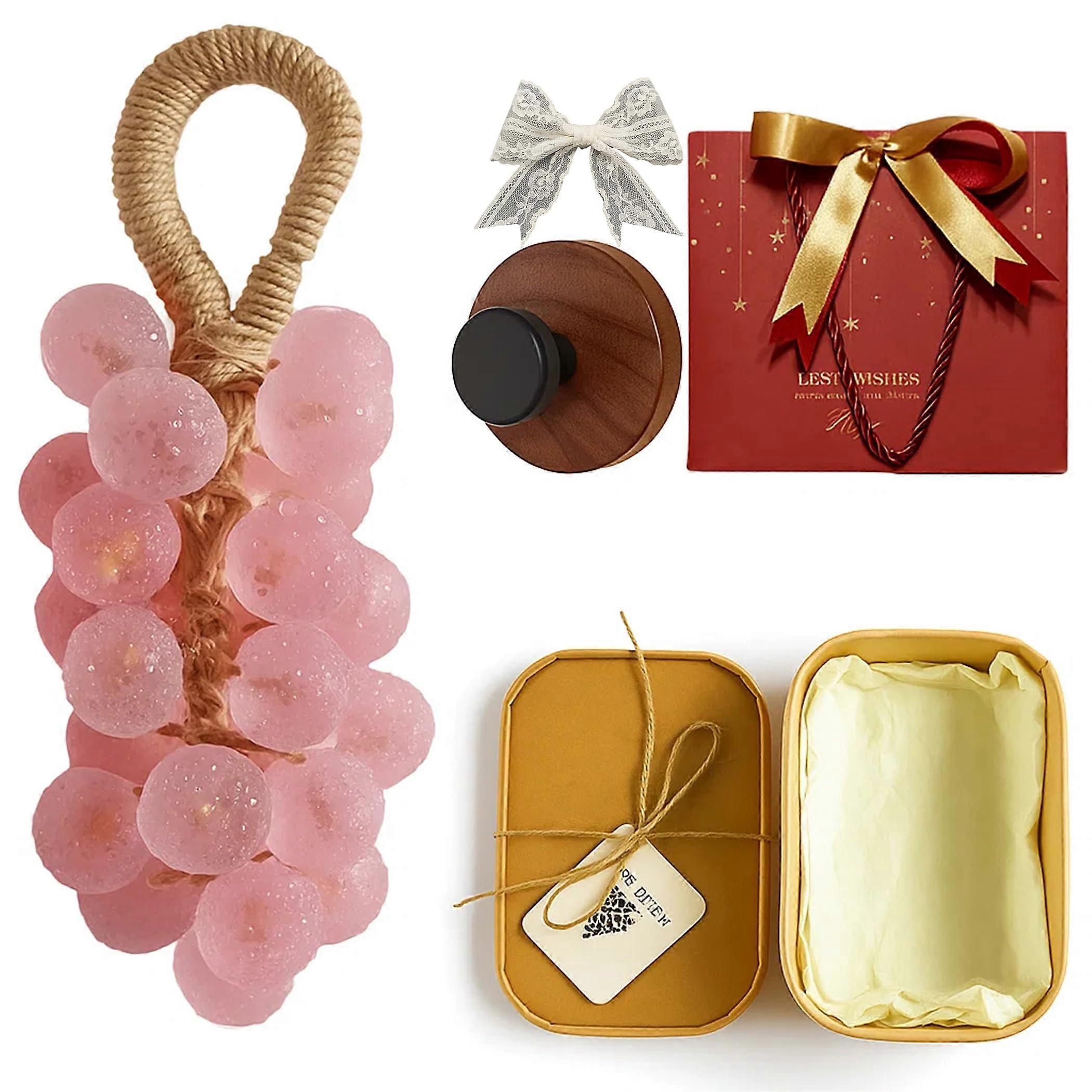 Handmade Grape Soap on a Rope with Hook, Peach Scented Cold Process, Slip Hanging Design