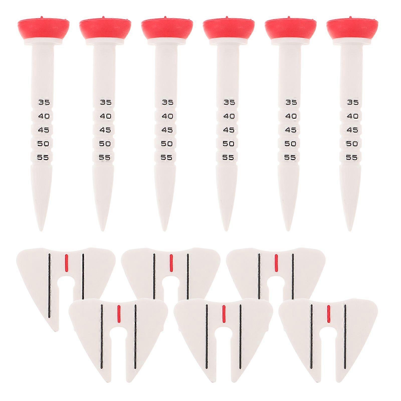 6pcs Adjustable Golf Tee: Plastic Height Elevator Tool for Driving Range Practice & Simulator Use - All Season Training Accessories