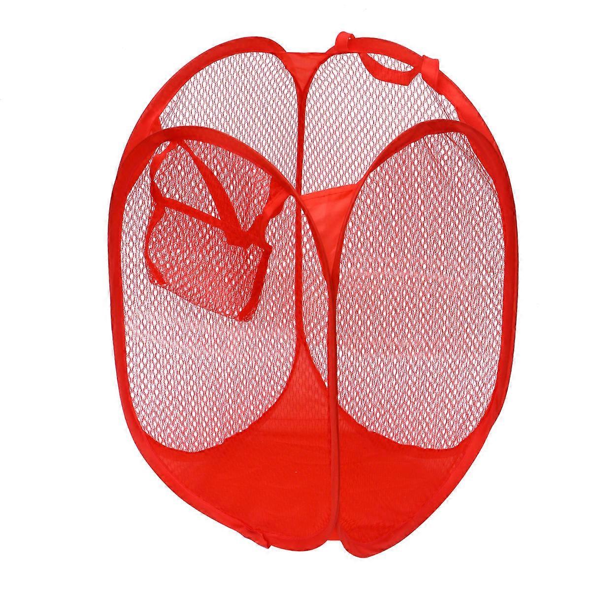 Laundry Hamper Bins Foldable Laundry Basket for Clothes 2Pcs Red Mesh