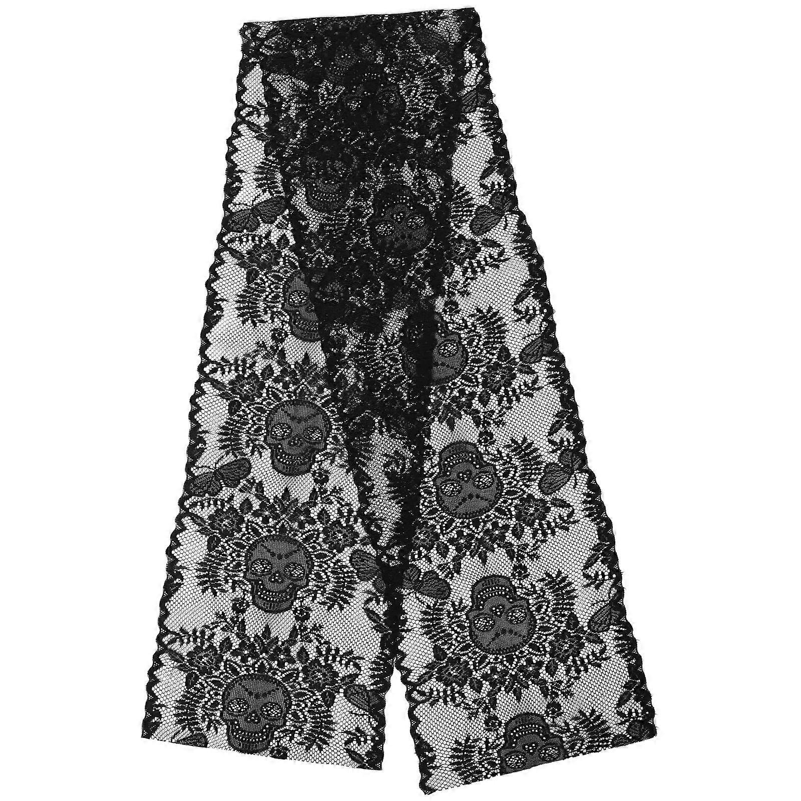 Versatile Black Skull Table Runner For Halloween Parties Home And Office 30x200cm Rectangular Shape 1Set