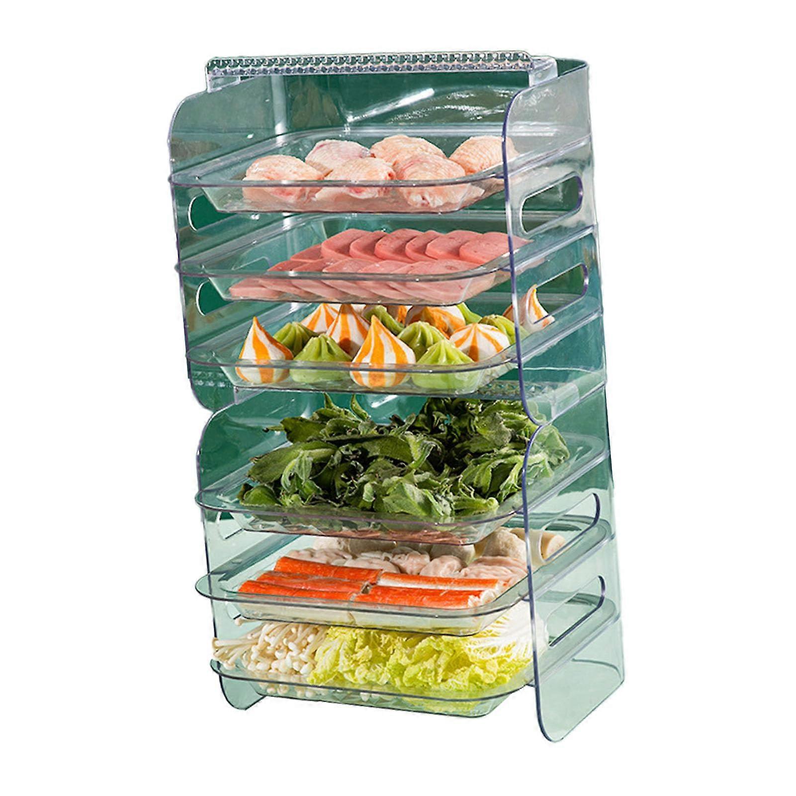 Multi Layer Food Storage Tray, 6 Layer Vegetable and Fruit Organizer with Large Capacity for Kitchen