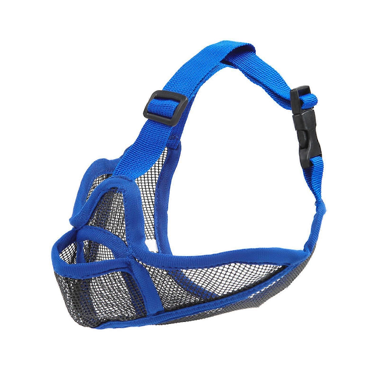 Dog Muzzle Mouth Guard for Small Dogs with Bite Prevention, Adjustable Strap, Breathable Net, Blue XXS