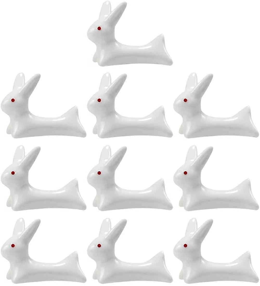 10Pcs Ceramic Chopstick Rest Cute Rabbit Tableware Holder Spoon Fork Knife Stand Easy Clean Ref:2055