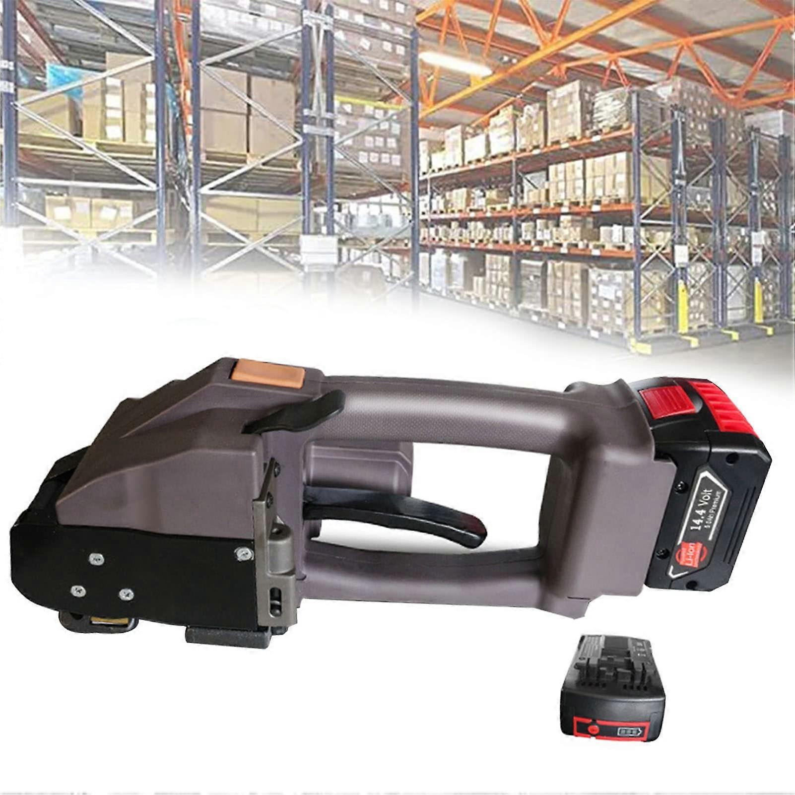 Battery Powered Strapping Tool with Automatic Tensioning Cutter for PP PET Straps Pallets Cordless Use