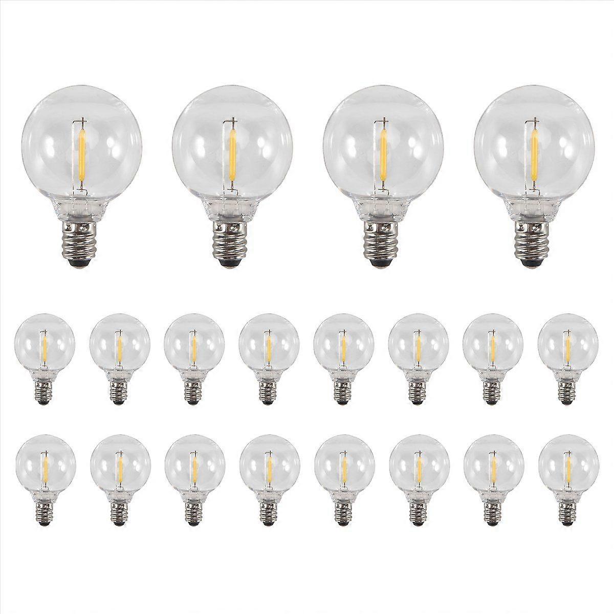 20 Pcs G40 LED Replacement Light Bulbs E12 Screw Base Shatterproof LED Globe Bulbs for Solar String Lights Warm