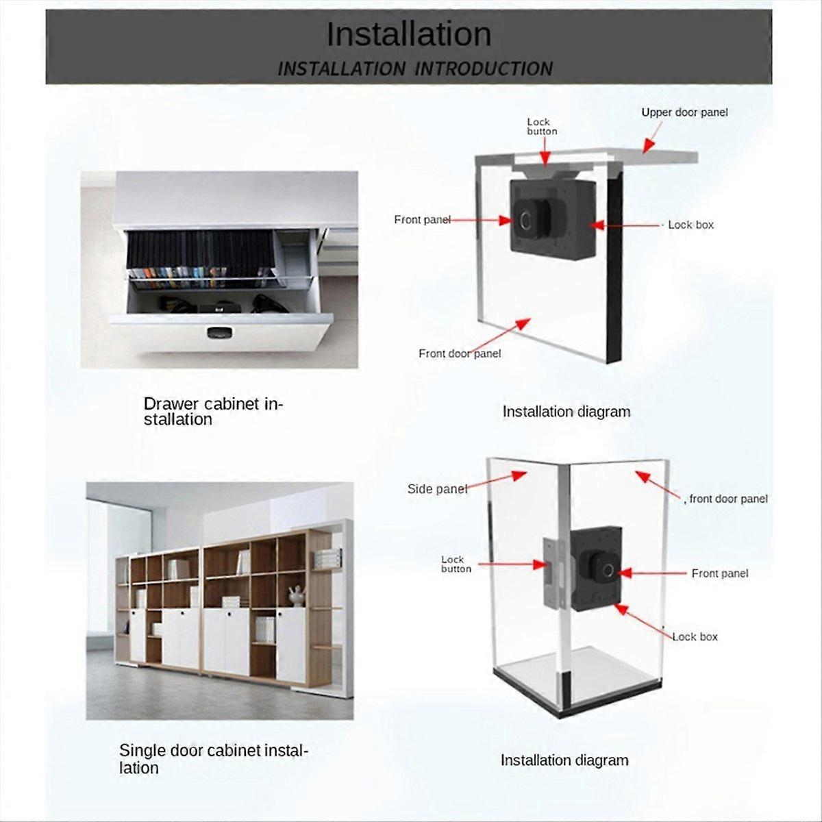 Biometric Fingerprint Lock Black Keyless Cabinet Lock