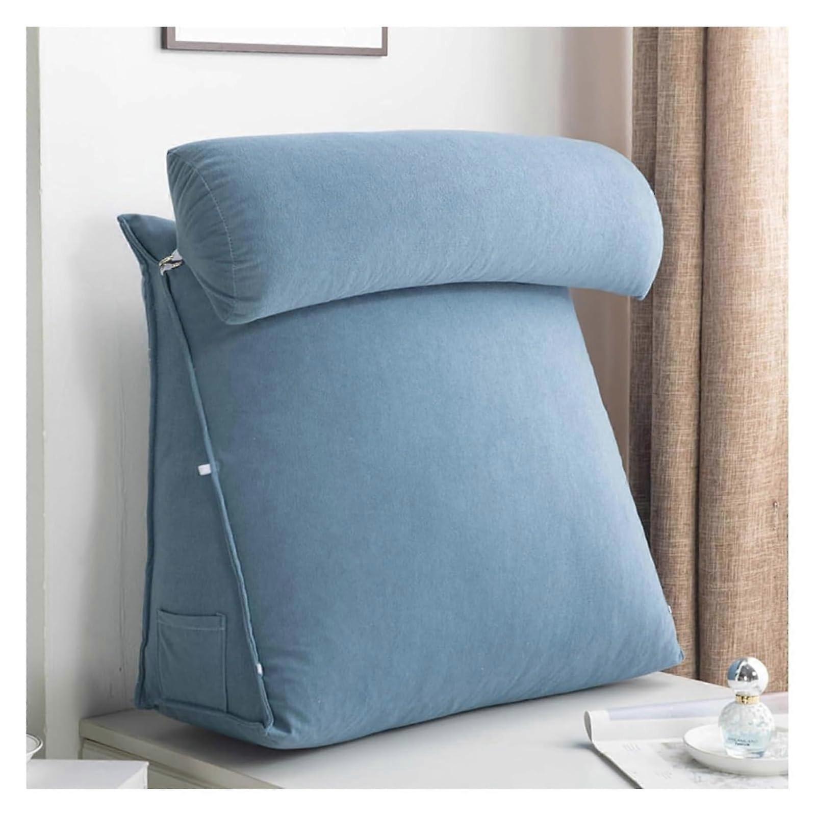 Reading Pillow Triangular Wedge Back Support, Ergonomic Large Waist Cushion for Bed and Sofa, Iris Blue