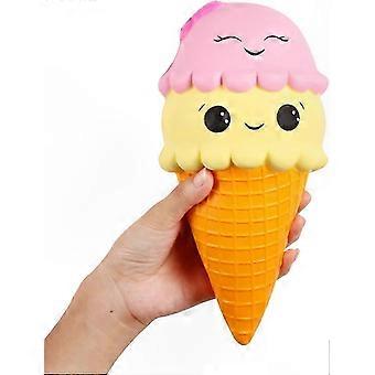 Jumbo iskremsquishy-leke - sakte stigende, kawaii smiley-design, stresslindrende dekompresjonsleke, 12,5 x 10,5 x 21,5 cm